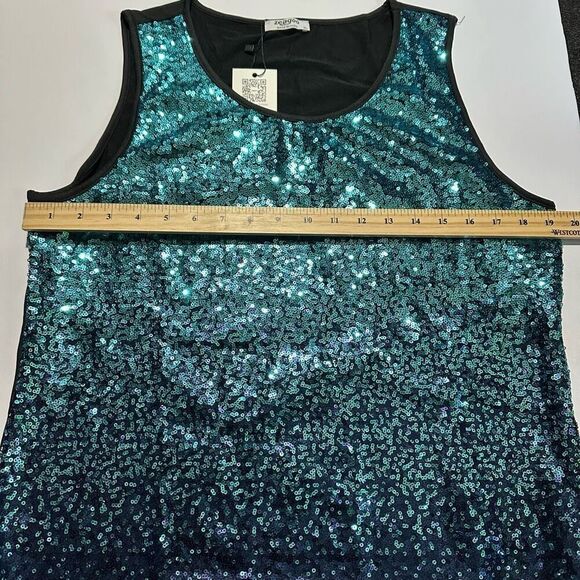 Zeagoo Blue and Teal Sequin Tank Top | Women Size XL - Picture 10 of 12